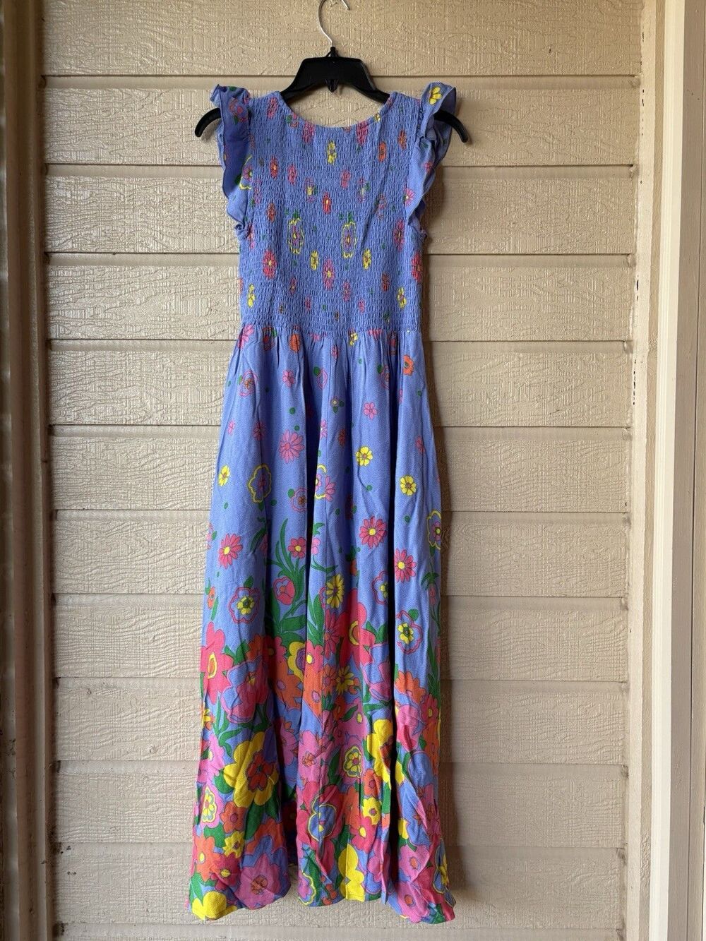 Mister Zimi women Abbie Midi Dress sz 8 AU (4 US) Blue Meadow Floral Smocke $199 - Picture 6 of 10